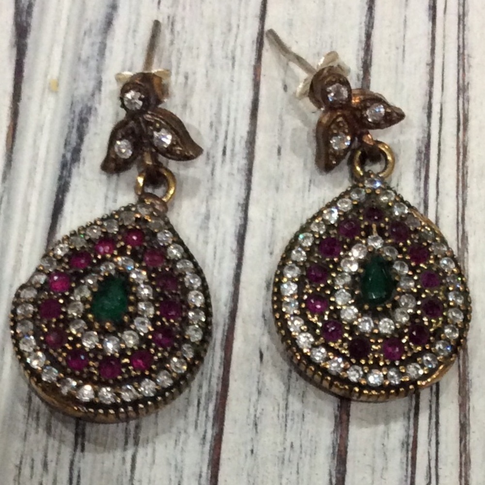 Gorgeous 925 Sterling Silver & Bronze Earrings.